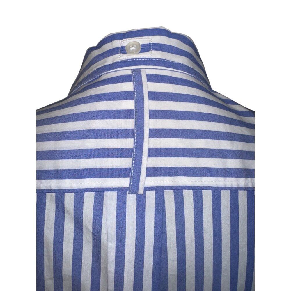 Blue & White Striped Button-Up Shirt Womens Medium By ON-34TH Long Sleeve Cotton - Picture 7 of 7